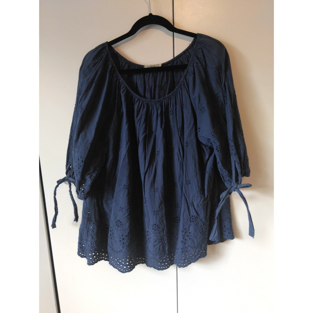 Womens Eyelet Embroidered On/off Shoulder Tunic Top Size 1x Boho Cottage Coastal